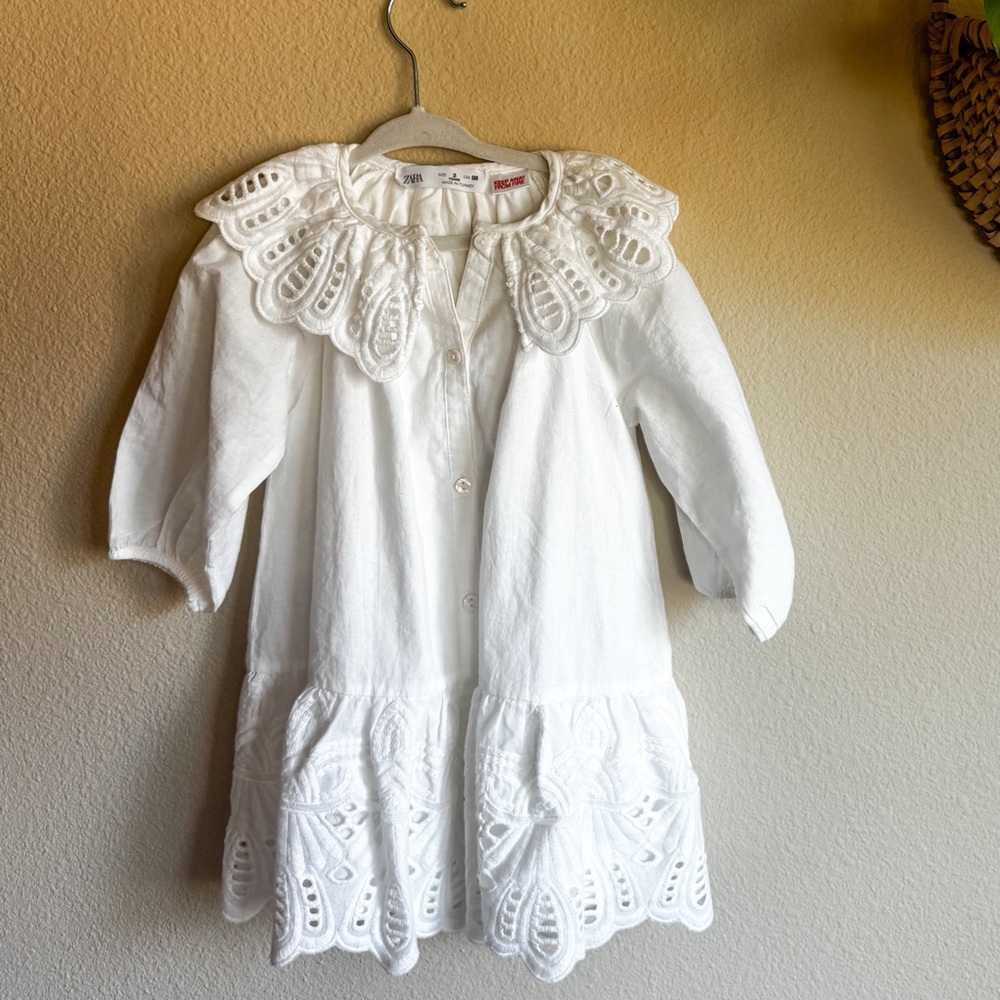 Zara Kids White Eyelet Collar Dress 3 YRS - Picture 3 of 3